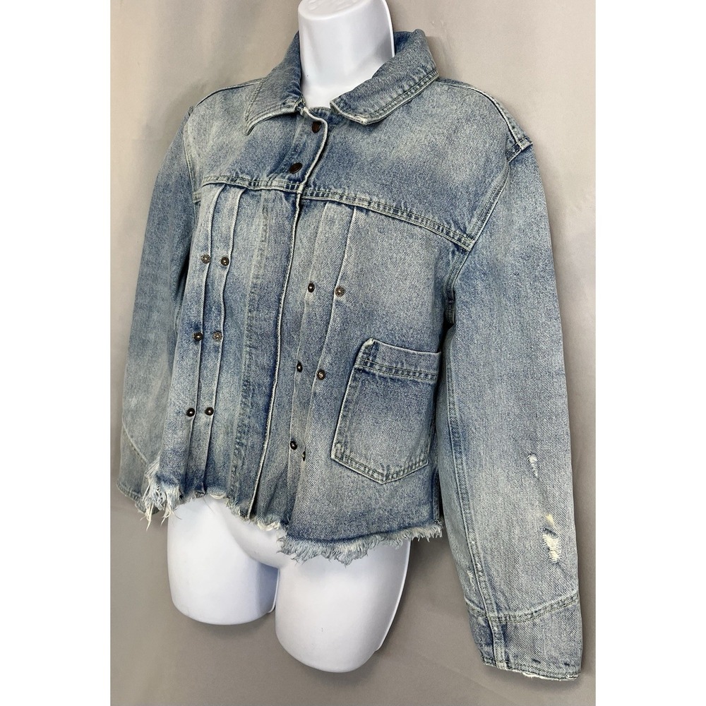 Free People Women's Dillon Denim Jacket‎ Jasmine Wash Blue Size Small - Picture 6 of 16